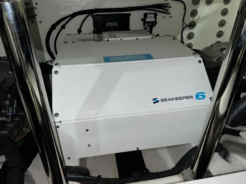 Slide: The Image of Seakeeper 6 stabilizer in 2023 Riviera 4600 Sport Yacht Platinum Edition engine room. - 24