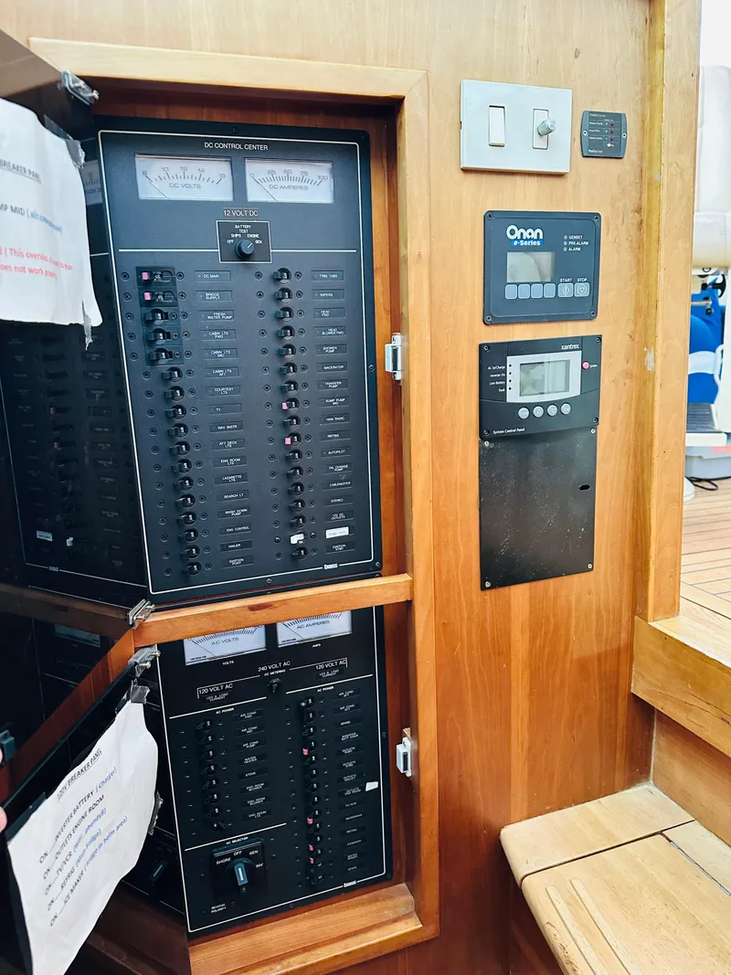 Slide: The Image of Electrical panel on a 2006 Sabre 42 Hard Top Express yacht. - 19