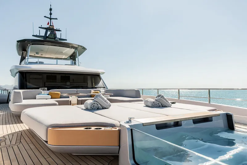 Slide: The Image of 2024 Azimut Grande 36M yacht with luxurious deck and ocean view. - 11
