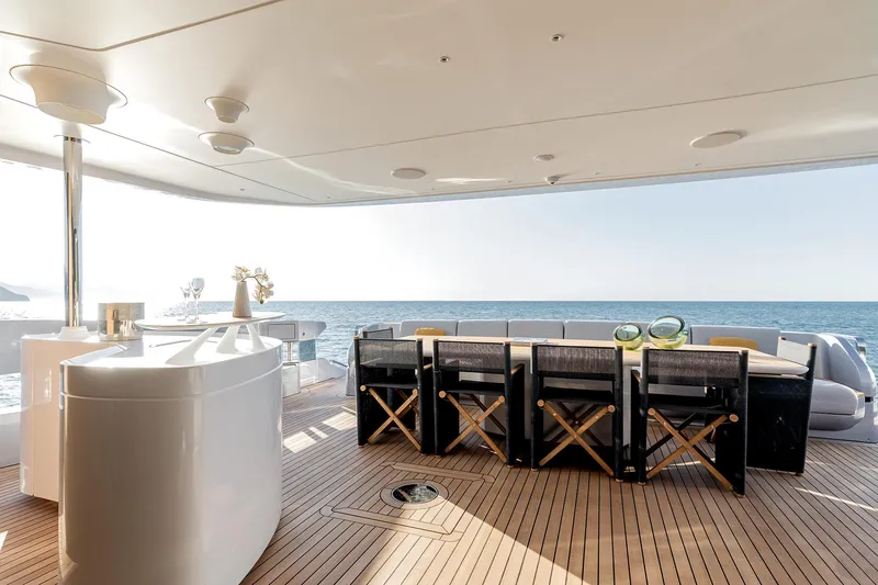 Slide: The Image of Luxurious deck of 2024 Azimut Grande 36M yacht with elegant seating and ocean view. - 13