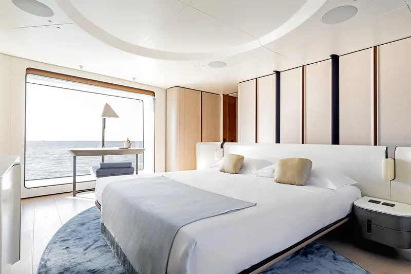 Slide: The Image of Luxurious bedroom interior of 2024 Azimut Grande 36M yacht with ocean view. - 25