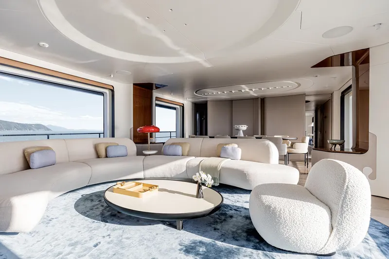 Slide: The Image of Luxurious interior of 2024 Azimut Grande 36M yacht with modern furnishings and panoramic windows. - 43
