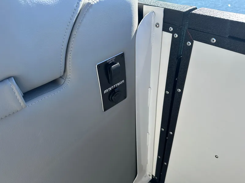 Slide: The Image of 2025 Montara Surf Boss 2.0 25 interior detail with sleek design and branding. - 25