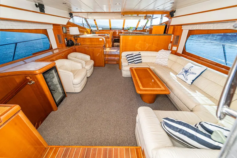 Slide: The Image of Luxurious interior of Johnson Pilothouse 70 Yacht, year 2002. - 10