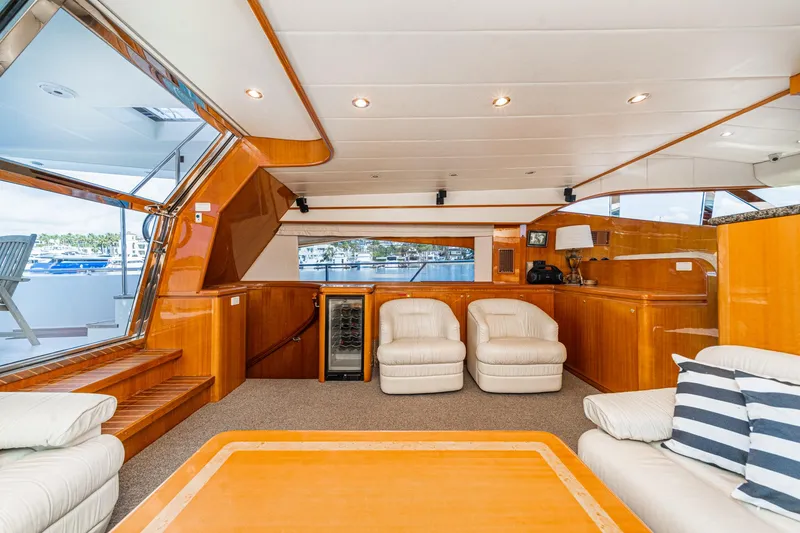 Slide: The Image of Luxurious interior of Johnson Pilothouse 70 Motor Yacht, year 2002. - 43