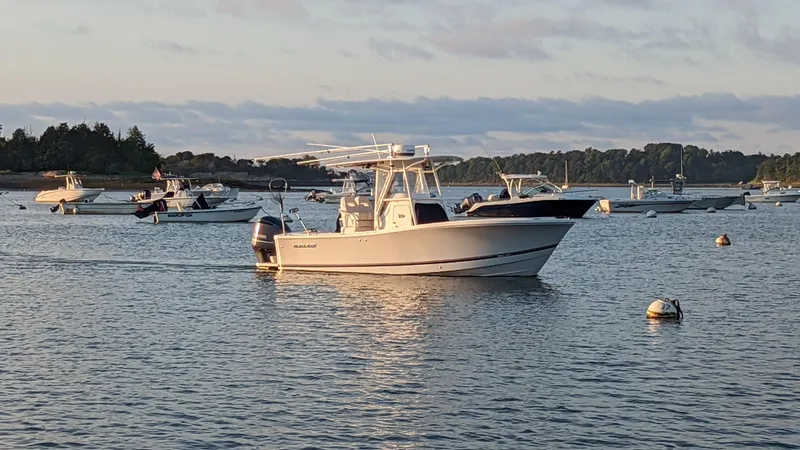 Slide: The Image of 2017 Regulator 23 boat on calm water with other boats in the background. - 3