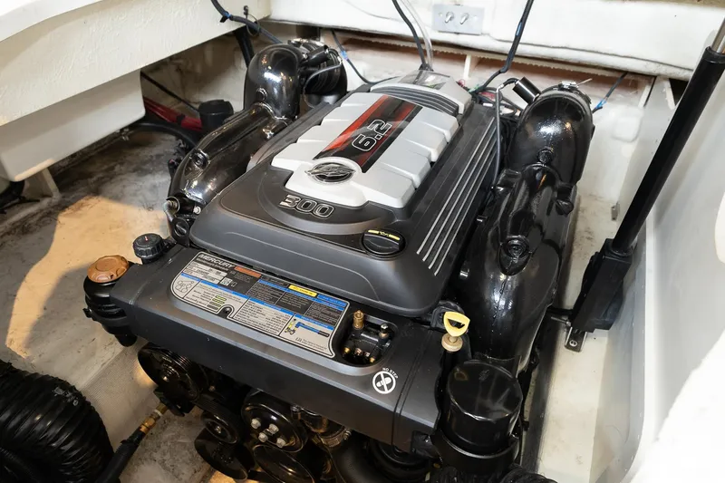 Slide: The Image of Engine of 2020 Sea Ray 230SLX boat, showcasing powerful design and components. - 41