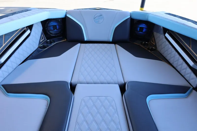 Slide: The Image of Luxurious interior of 2025 Tigé 24RZX boat with stylish seating and modern design. - 30