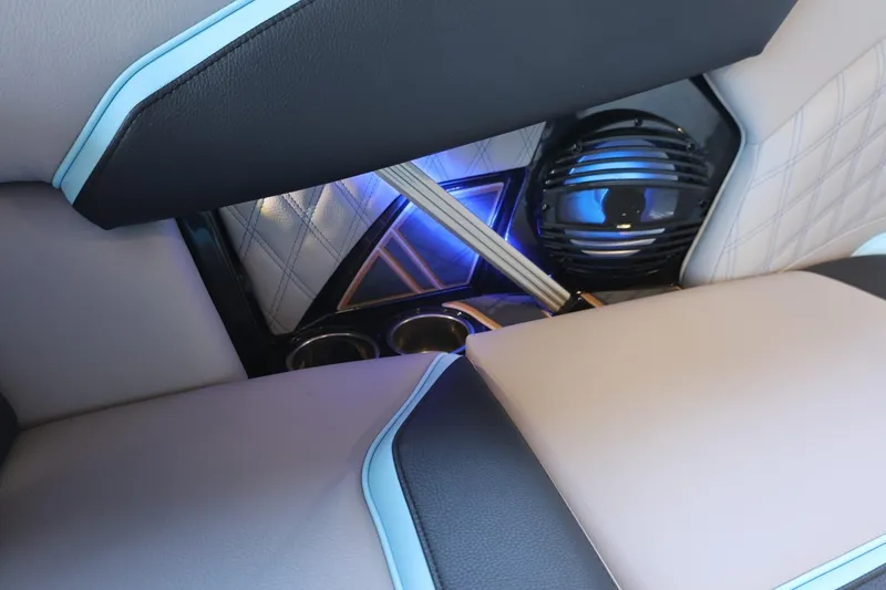 Slide: The Image of 2025 Tigé 24RZX interior with modern upholstery and ambient lighting. - 46