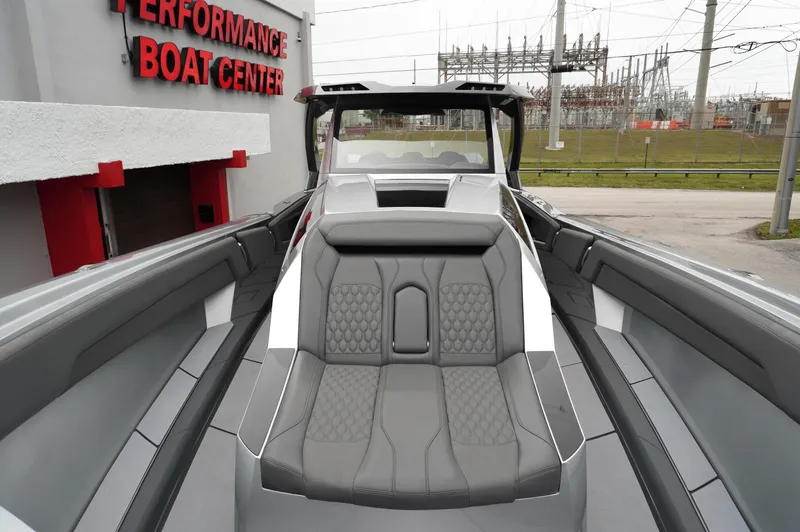 Slide: The Image of 2024 Adrenaline 47 Reaper boat at Performance Boat Center, showcasing sleek interior design. - 11