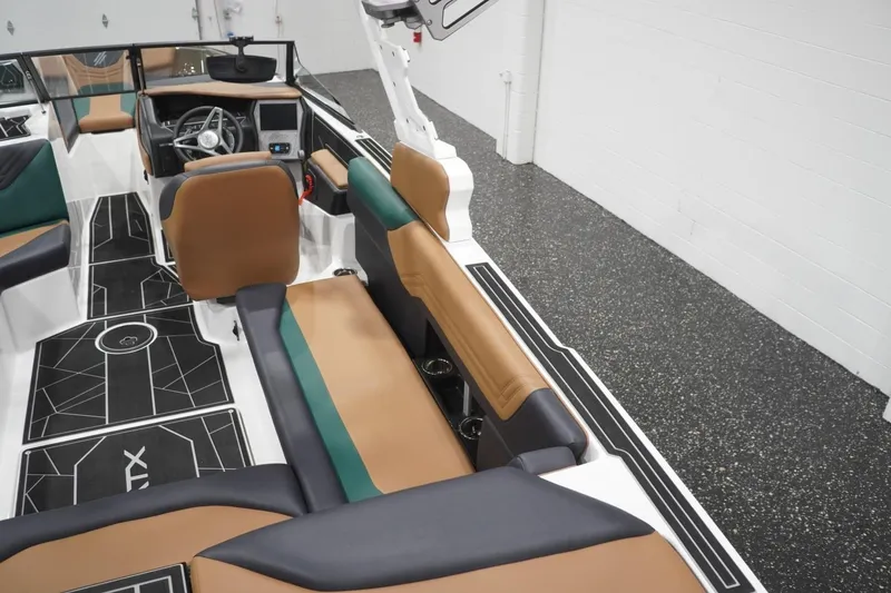 Slide: The Image of 2025 ATX Surf Boats 24 Type-S interior with stylish seating and modern dashboard design. - 68