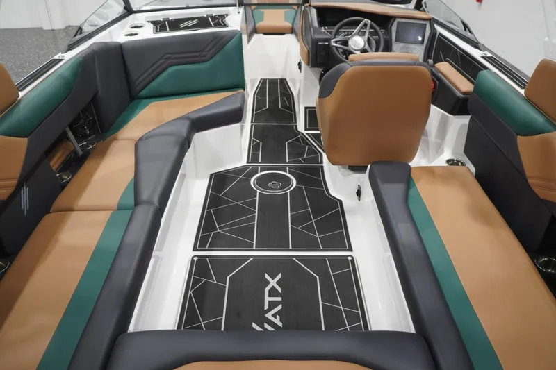 Slide: The Image of 2025 ATX Surf Boats 24 Type-S interior with modern seating and sleek design. - 70