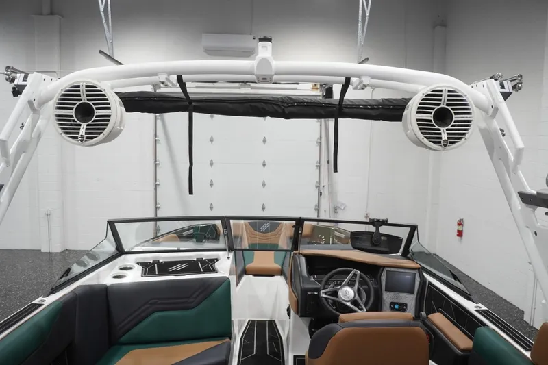 Slide: The Image of 2025 ATX Surf Boats 24 Type-S interior with modern dashboard and premium seating. - 73