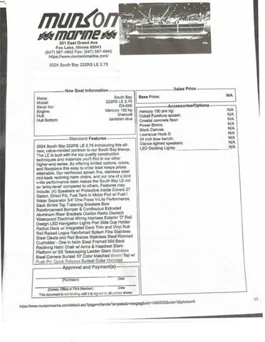 Slide: The Image of 2024 South Bay 222RS LE 2.75 boat brochure with specifications and features. - 10