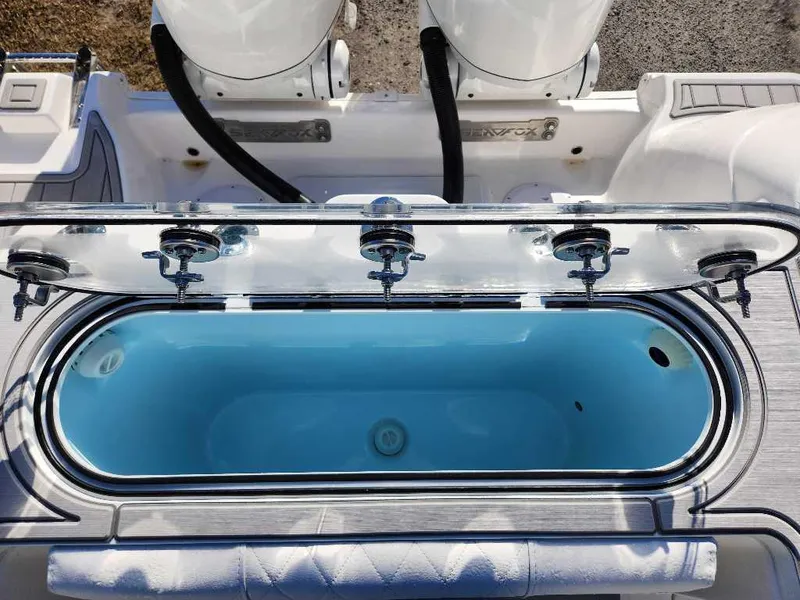 Slide: The Image of Livewell on a 2025 Sea Fox 288 Commander boat, featuring a sleek design. - 13
