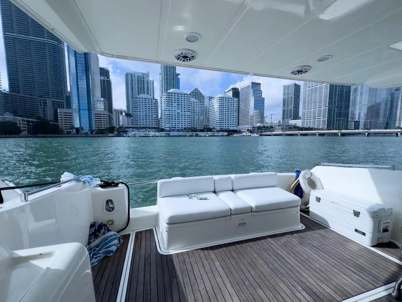 Slide: The Image of Azimut 43 yacht interior with city skyline view, 1997 model. - 38