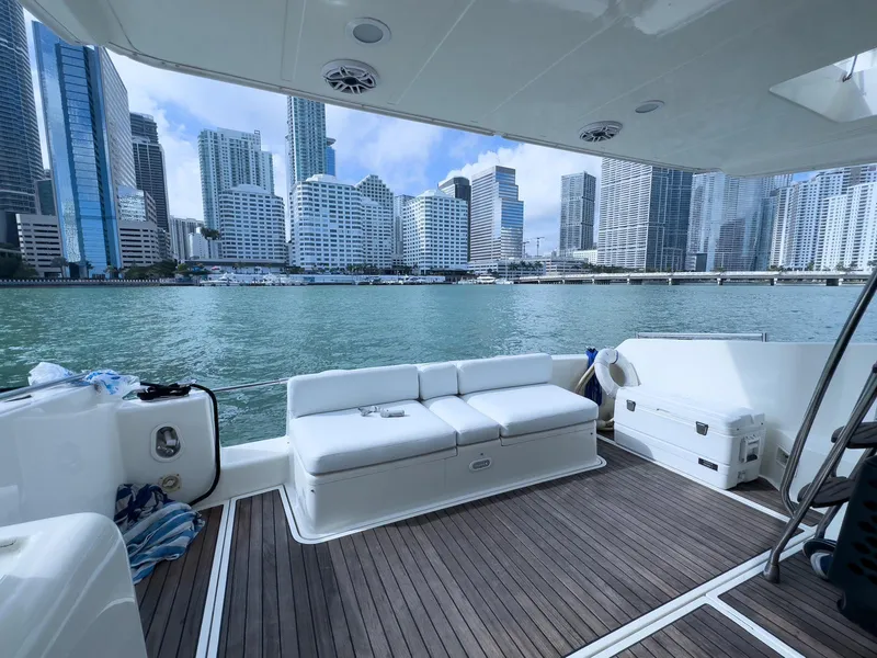 Slide: The Image of Azimut 43 yacht deck with city skyline view, 1997 model. - 39