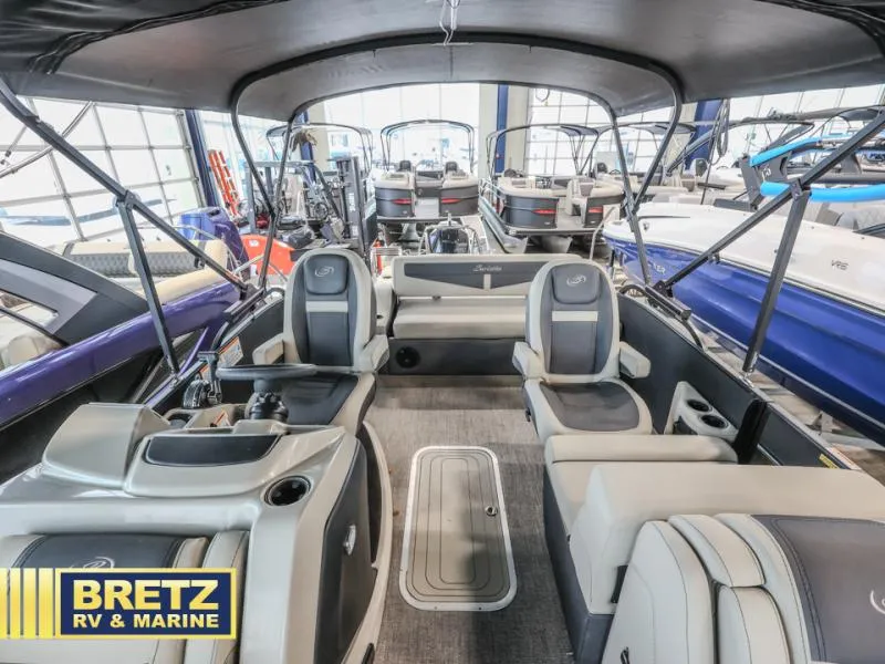 Slide: The Image of 2023 Cabrio 24UC boat interior at Bretz RV & Marine showroom. - 16