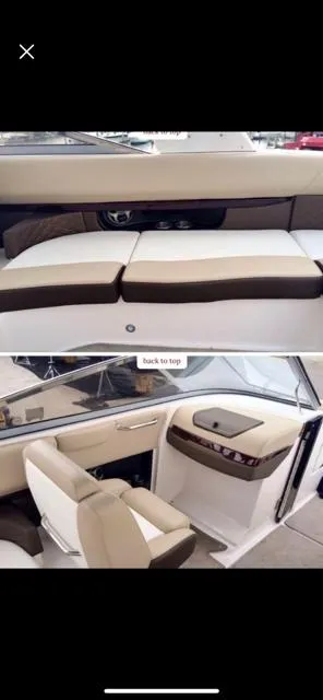 Slide: The Image of 2013 Regal 2700 ES Bowrider interior with beige and brown seating and dashboard. - 6