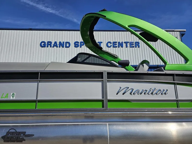 Slide: The Image of 2021 Manitou 25 X-Plode pontoon boat at Grand Sport Center. - 13