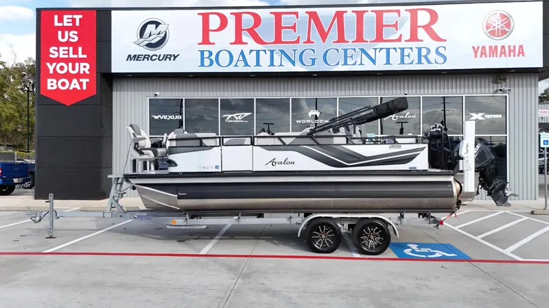 Slide: The Image of 2023 Avalon VEN 2180 FNC boat on trailer at Premier Boating Centers. - 1