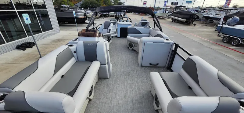 Slide: The Image of 2023 Avalon VEN 2180 FNC pontoon boat with spacious seating and modern design. - 29
