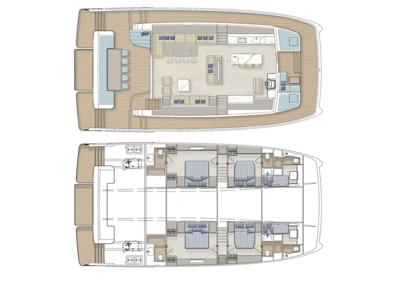 Slide: The Image of Floor plan of 2025 Catamaran Diamond Yachts EF66, showcasing interior layout and design. - 16