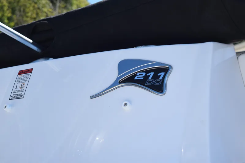 Slide: The Image of 2025 Stingray 211DC boat emblem on white surface. - 4