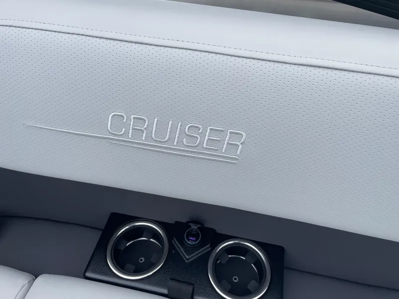 Slide: The Image of 2025 Harris Cruiser 210 boat seat with cup holders and embroidered logo. - 9