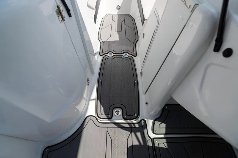 Slide: The Image of 2023 Hurricane SunDeck 2200 OB interior flooring detail, showcasing sleek design and durable materials. - 28