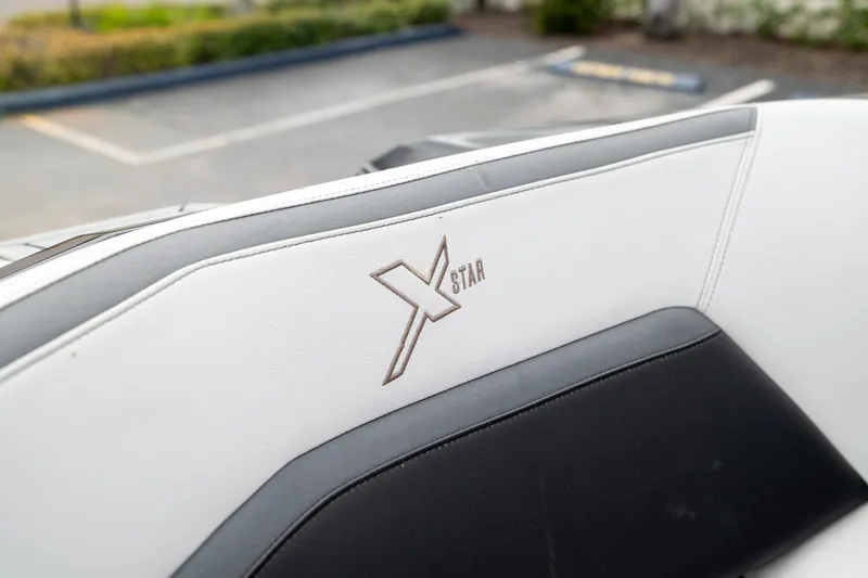 Slide: The Image of 2019 MasterCraft X-Star boat interior with logo detail. - 34