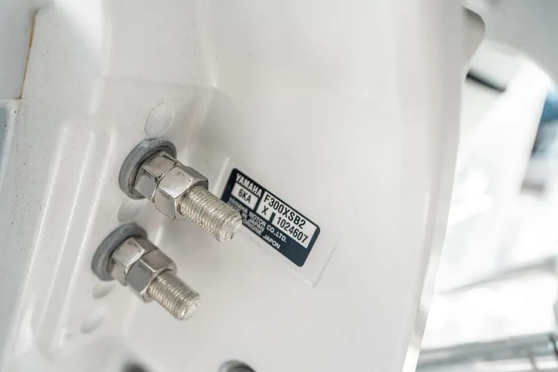 Slide: The Image of Close-up of Yamaha engine bolts on 2025 Sea Hunt Gamefish 30 FS. - 46