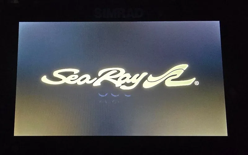 Slide: The Image of Sea Ray logo on Simrad display start up screen - 15