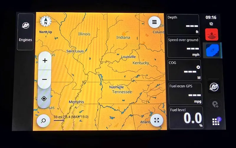 Slide: The Image of Navigation display of Simrad showing GPS map and performance metrics. - 17