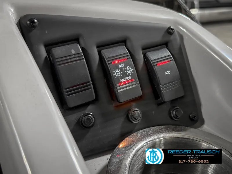 Slide: The Image of Control panel of 2023 Bennington 208 SL boat with labeled switches. - 36