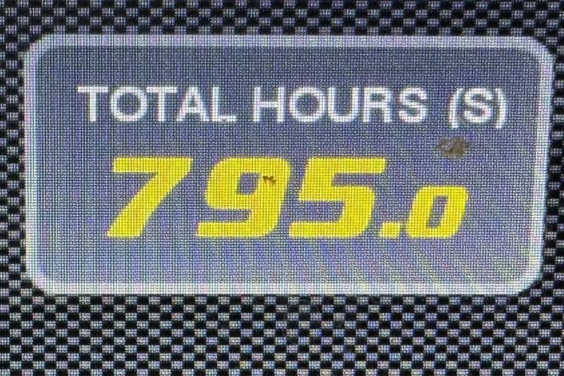 Slide: The Image of Grady-White Freedom 375 2019 boat display showing 795 total hours. - 44