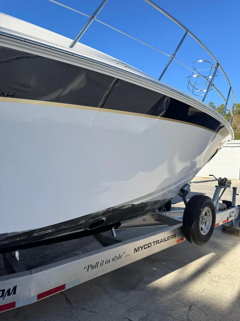 Slide: The Image of 2008 Fountain 38 Sportfish Express Cruiser on trailer, side view. - 10