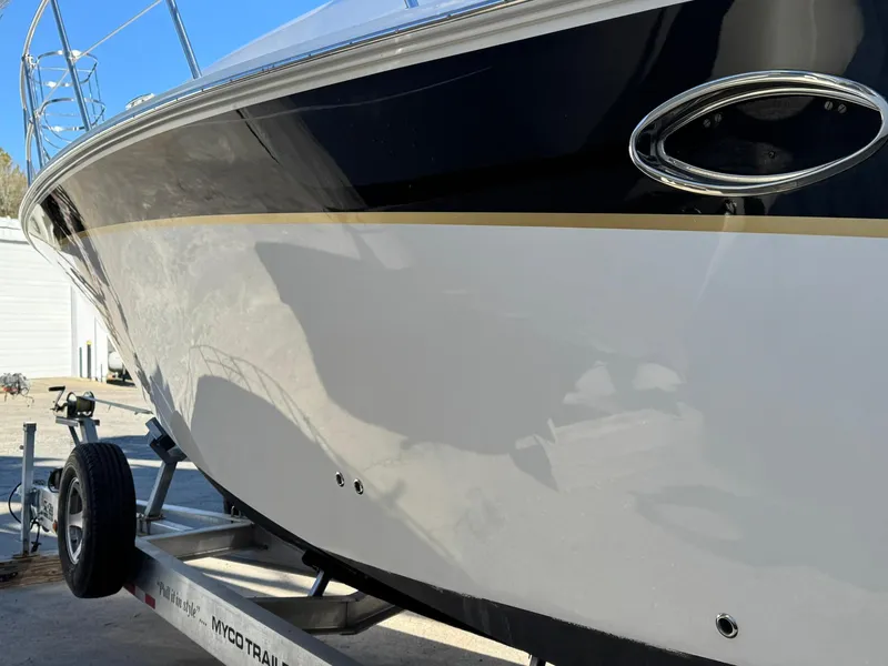 Slide: The Image of 2008 Fountain 38 Sportfish Express Cruiser on trailer, side view. - 4