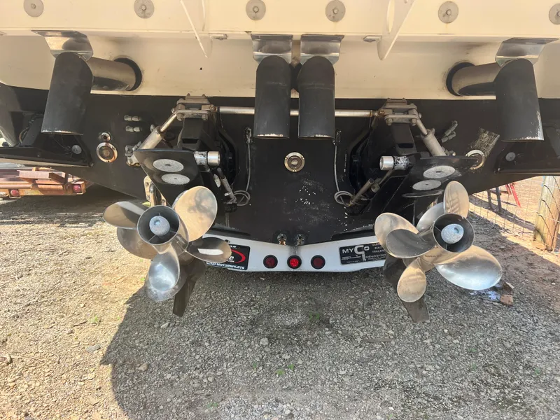 Slide: The Image of 2008 Fountain 38 Sportfish Express Cruiser propellers and exhaust system, rear view. - 9