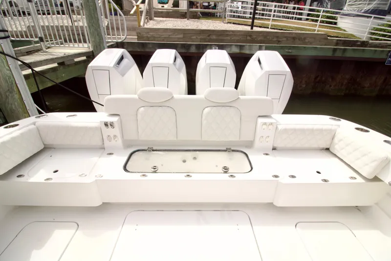 Slide: The Image of 2026 HCB 42 Lujo boat with four powerful engines and luxurious seating. - 17