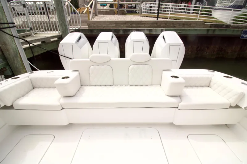 Slide: The Image of Luxurious seating on 2026 HCB 42 Lujo boat with four powerful engines. - 32