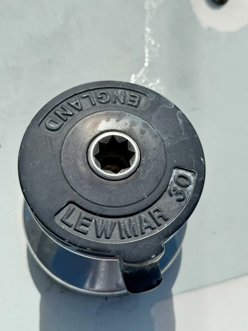 Slide: The Image of Lewmar 30 winch on 1975 Westsail 32 sailboat deck. - 9