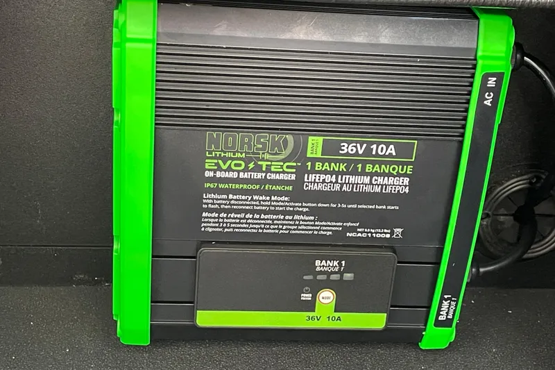 Slide: The Image of Norsk Lithium Evo-Tec 36V 10A on-board battery charger in Alumacraft Trophy 185X Sport. - 44