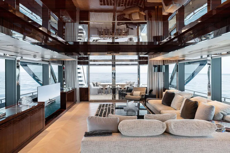 Slide: The Image of Luxurious interior of 2023 Riva Dolcevita yacht with elegant dining area and modern design. - 39