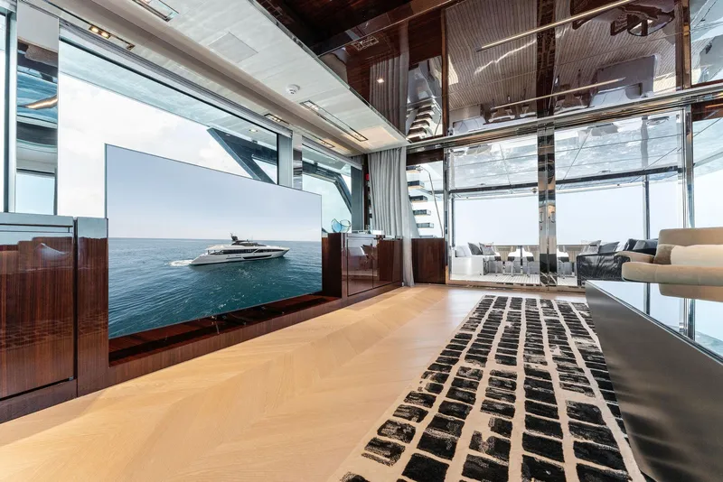 Slide: The Image of Modern kitchen interior on 2023 Riva Dolcevita yacht with sleek design and stainless steel appliances. - 44