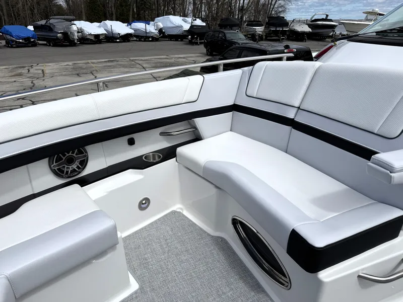 Slide: The Image of 2025 Formula 330 Crossover Bowrider I/O interior with sleek seating and modern design. - 41