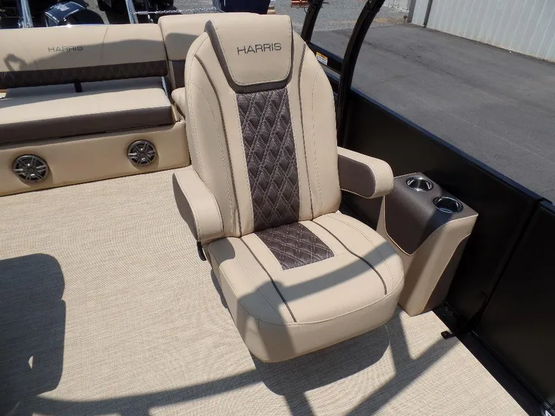 Slide: The Image of Luxurious seating on 2025 Harris SUNLINER SP 250 pontoon boat with cup holders. - 12