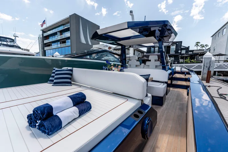 Slide: The Image of 2023 Wally Wallytender 48 yacht cruising on open sea. - 8