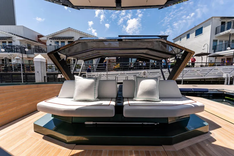 Slide: The Image of Luxurious interior of 2024 Wally WALLYPOWER 58X yacht with sleek design and elegant seating. - 22