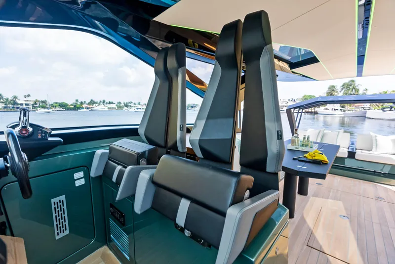 Slide: The Image of Interior view of 2024 Wally WALLYPOWER 58X yacht, featuring modern design and sleek staircase. - 31